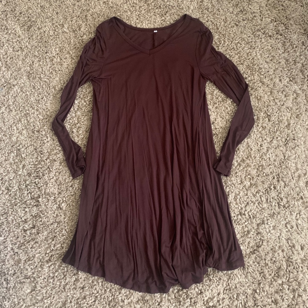 Brown Long Sleeve Dress